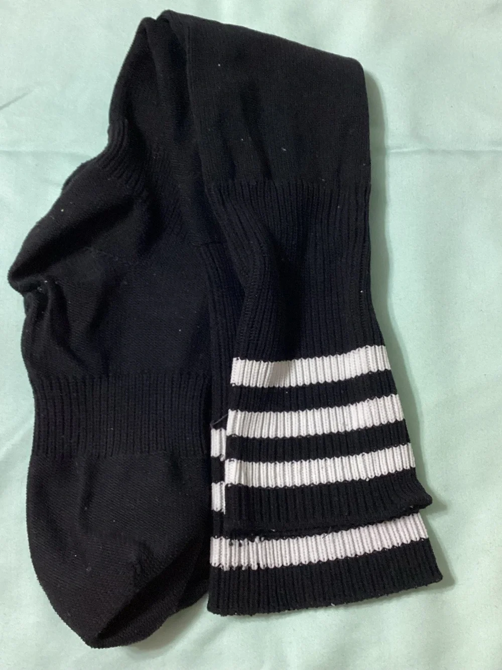 Adidas Unisex Black and White Stripe Athletic Soccer Socks Size M-L